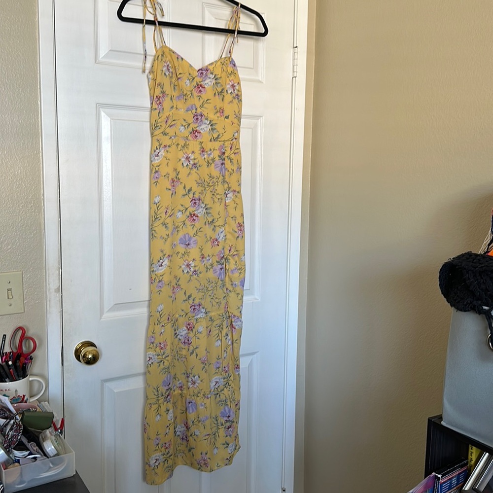 Abercrombie floral yellow maxi dress